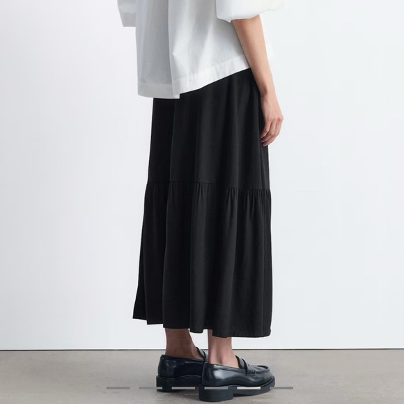 & OTHER STORIES Elegant Tiered MIDI Skirt - Black - Size L - Picture 5 of 5